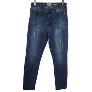 Jane Jeans Whiskering Distressed Medium Rise Skinny Women's Jeans 12